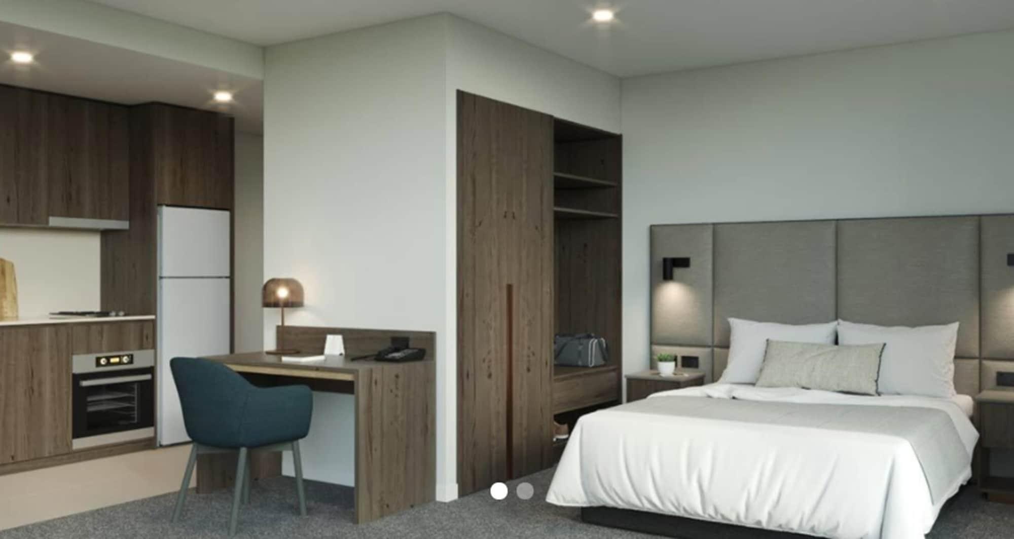 โอ๊ควูด พรีเมียร์ เมลเบิร์น Aparthotel ภายนอก รูปภาพ A typical bedroom at the hotel
